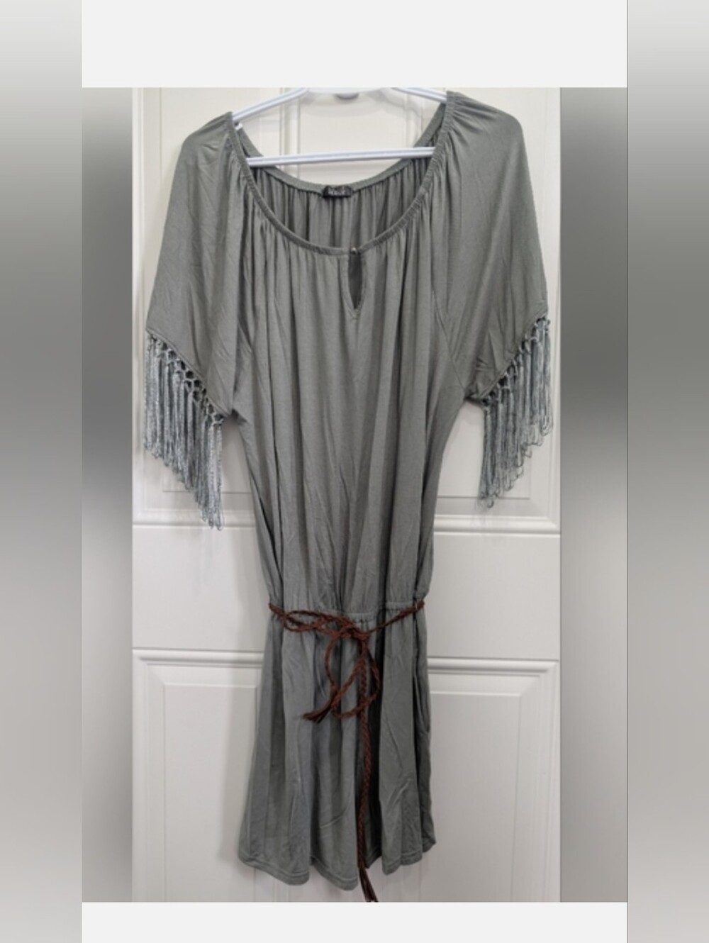 Venus  Romper with Fringe and Brown Tie